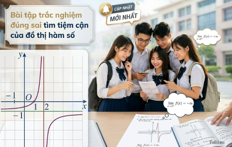 Bài tập trắc nghiệm đúng sai tìm tiệm cận của đồ thị hàm số