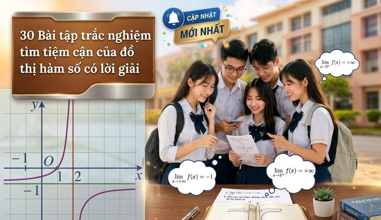 Bài tập trắc nghiệm tìm tiệm cận của đồ thị hàm số