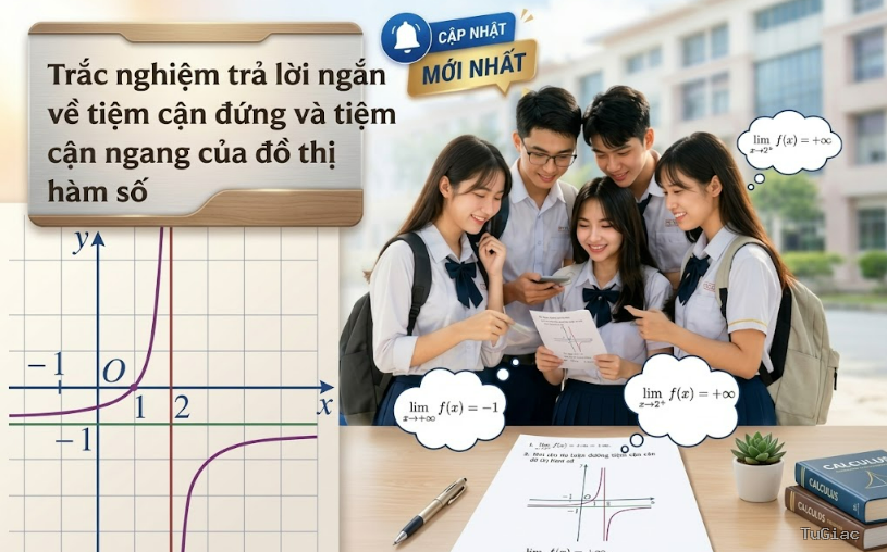 Trắc nghiệm trả lời ngắn về tiệm cận đứng và tiệm cận ngang của đồ thị hàm số